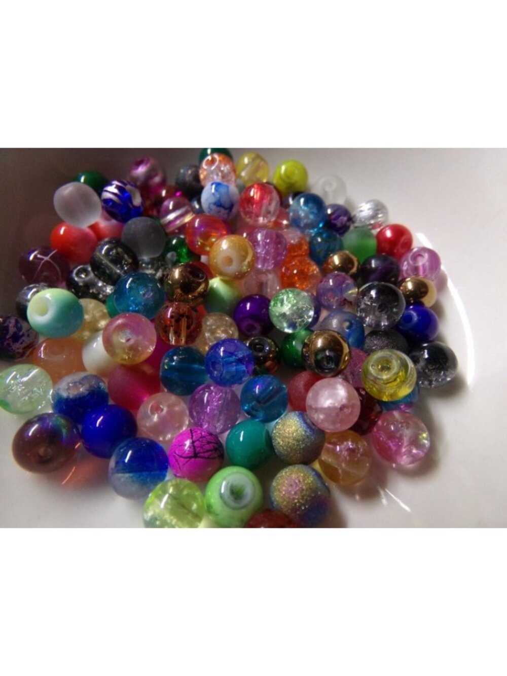 100 pc Mixed Assorted Glass Beads 6mm